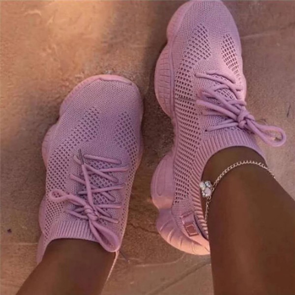 Women Fashion Casual Solid Color Breathable Mesh Sneakers