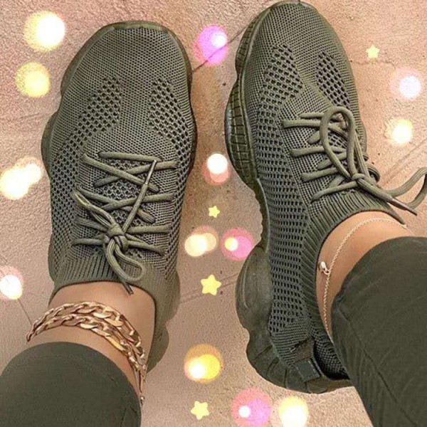 Women Fashion Casual Solid Color Breathable Mesh Sneakers