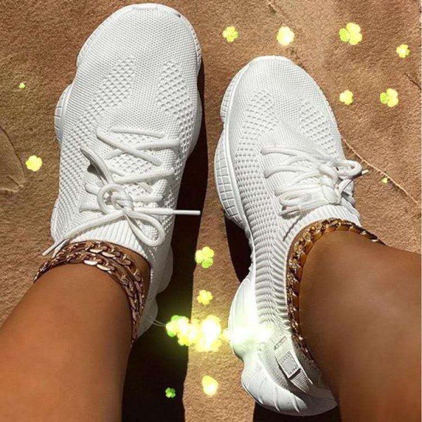 Women Fashion Casual Solid Color Breathable Mesh Sneakers