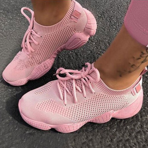 Women Fashion Casual Solid Color Breathable Mesh Sneakers