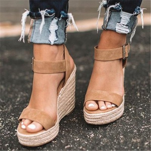 Size:4.5-11 Women Plue Size Ankle Strap Wedge Heels