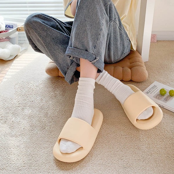 Summer Women And Men Home Bathroom Thickening Wear-Resistant Solid Color EVA Slippers