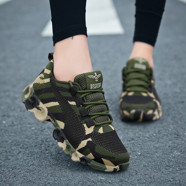 Couple Casual Camouflage Pattern Lace Up Design Breathable Sneakers