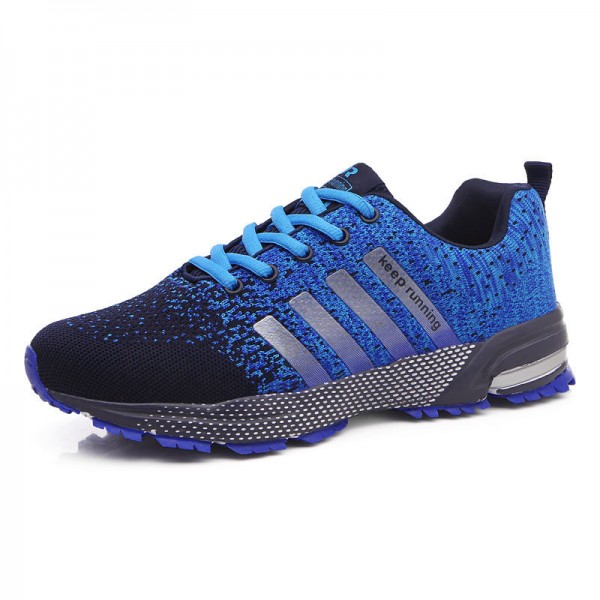 Couple Fashion Sports Lace-Up Design Mesh Breathable Shock Absorbing Thick Sole Sneakers