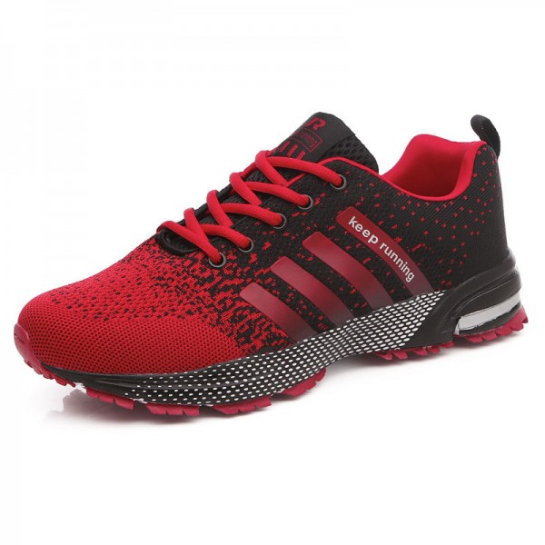 Couple Fashion Sports Lace-Up Design Mesh Breathable Shock Absorbing Thick Sole Sneakers