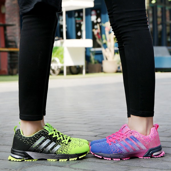 Couple Fashion Sports Lace-Up Design Mesh Breathable Shock Absorbing Thick Sole Sneakers