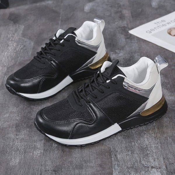 Women Casual Sports Lace-Up Design Mesh Breathable Platform Sneakers