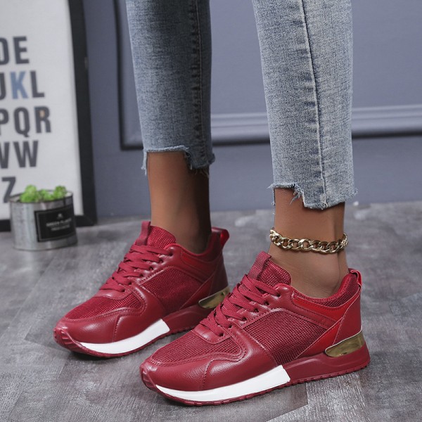 Women Casual Sports Lace-Up Design Mesh Breathable Platform Sneakers