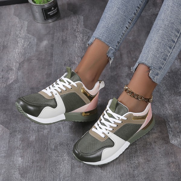 Women Casual Sports Lace-Up Design Mesh Breathable Platform Sneakers