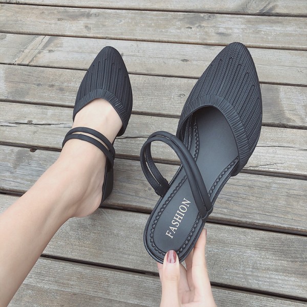 Women Casual Pointed Toe Solid Wedge Sandals