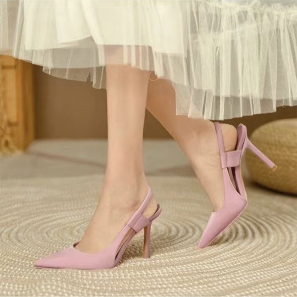 Women'S Fashion Pointed Toe Solid Color Stiletto Sandals