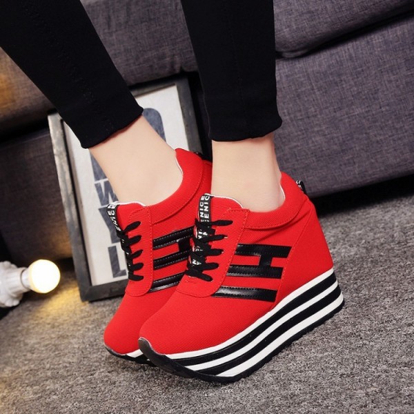 Women Fashion Casual Letter Printed Lace-Up Thick-...