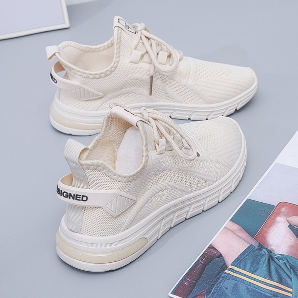 Women Fashion Casual Fly-Mesh Lace-Up Round Toe Sneakers