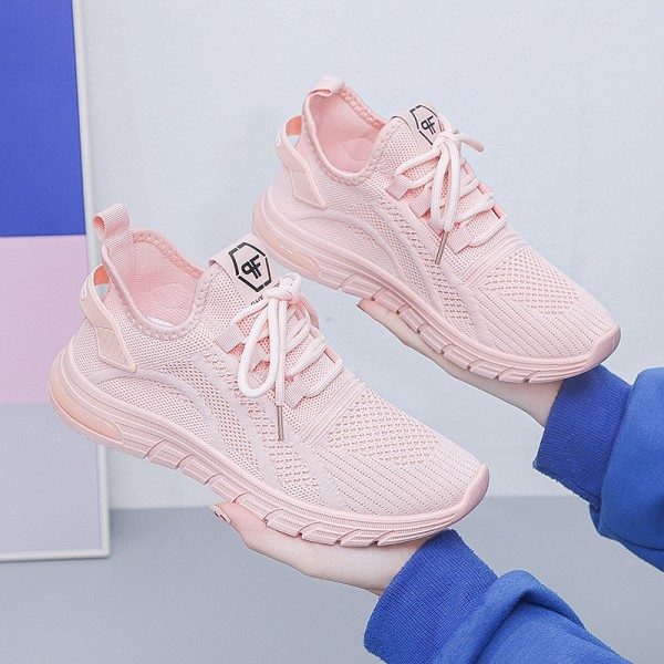 Women Fashion Casual Fly-Mesh Lace-Up Round Toe Sneakers