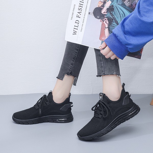 Women Fashion Casual Fly-Mesh Lace-Up Round Toe Sneakers