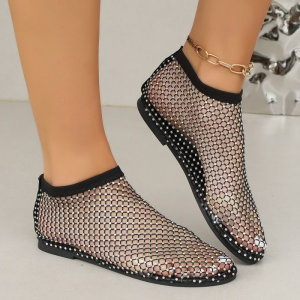 Women Fashion Plus Size Casual Fishnet Rhinestone ...