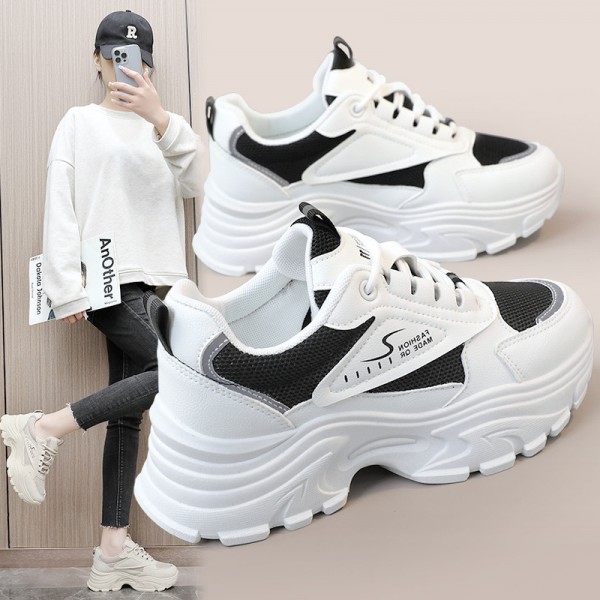 Women Fashion Casual Breathable Mesh Thick-Soled Sneakers