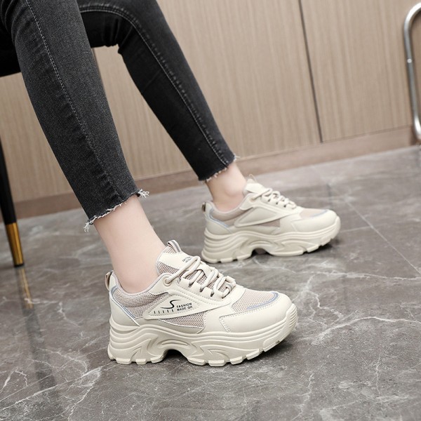 Women Fashion Casual Breathable Mesh Thick-Soled Sneakers