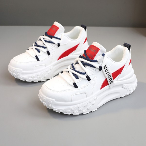 Women Fashion Casual Color Block Thick-Soled Lace-Up Sneakers