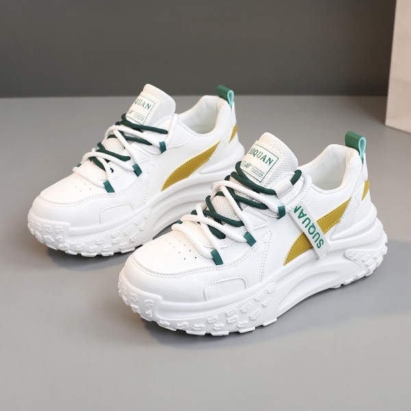 Women Fashion Casual Color Block Thick-Soled Lace-Up Sneakers