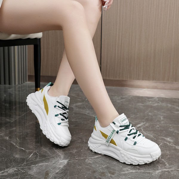 Women Fashion Casual Color Block Thick-Soled Lace-Up Sneakers