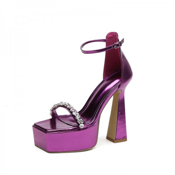 Women Plus Size Sexy Square Heel Platform Sandals High Heels