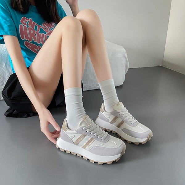 Summer Women Fashion Casual Breathable Thick-Soled Lace-Up Sneaker