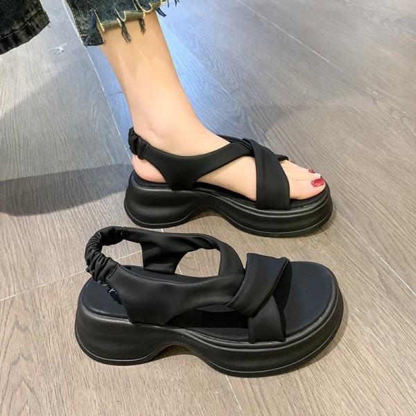 Summer Women Casual Cross-Cut-Out Round Toe Thick-Soled Sandals