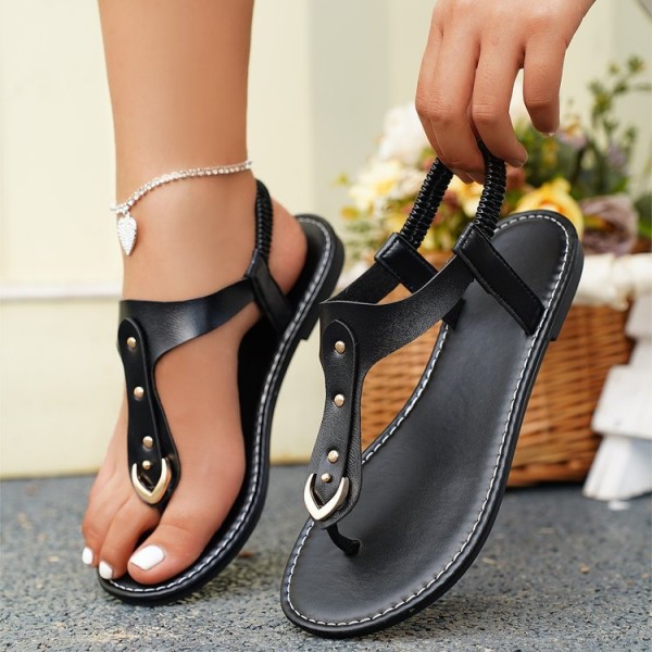 Summer Women Fashion Casual Plus Size Round Toe Flat Thong Sandals