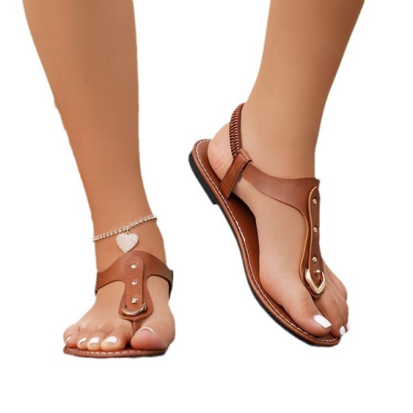 Summer Women Fashion Casual Plus Size Round Toe Flat Thong Sandals