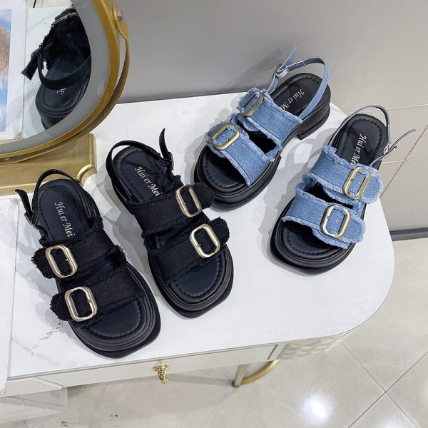 Fashion Denim Canvas Platform Sandals