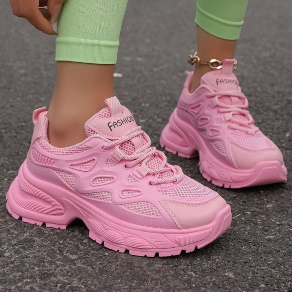 Women Fashion Casual Plus Size Candy Color Mesh Breathable Thick-Soled Sneaker