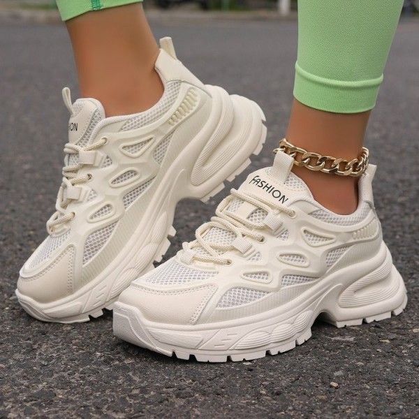 Women Fashion Casual Plus Size Candy Color Mesh Breathable Thick-Soled Sneaker